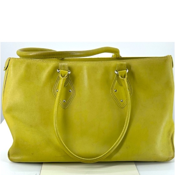 Cole Haan Tote Bag Leather Lime. Contrast Lining. Trinity Series SUO5. Soft! - Picture 1 of 9